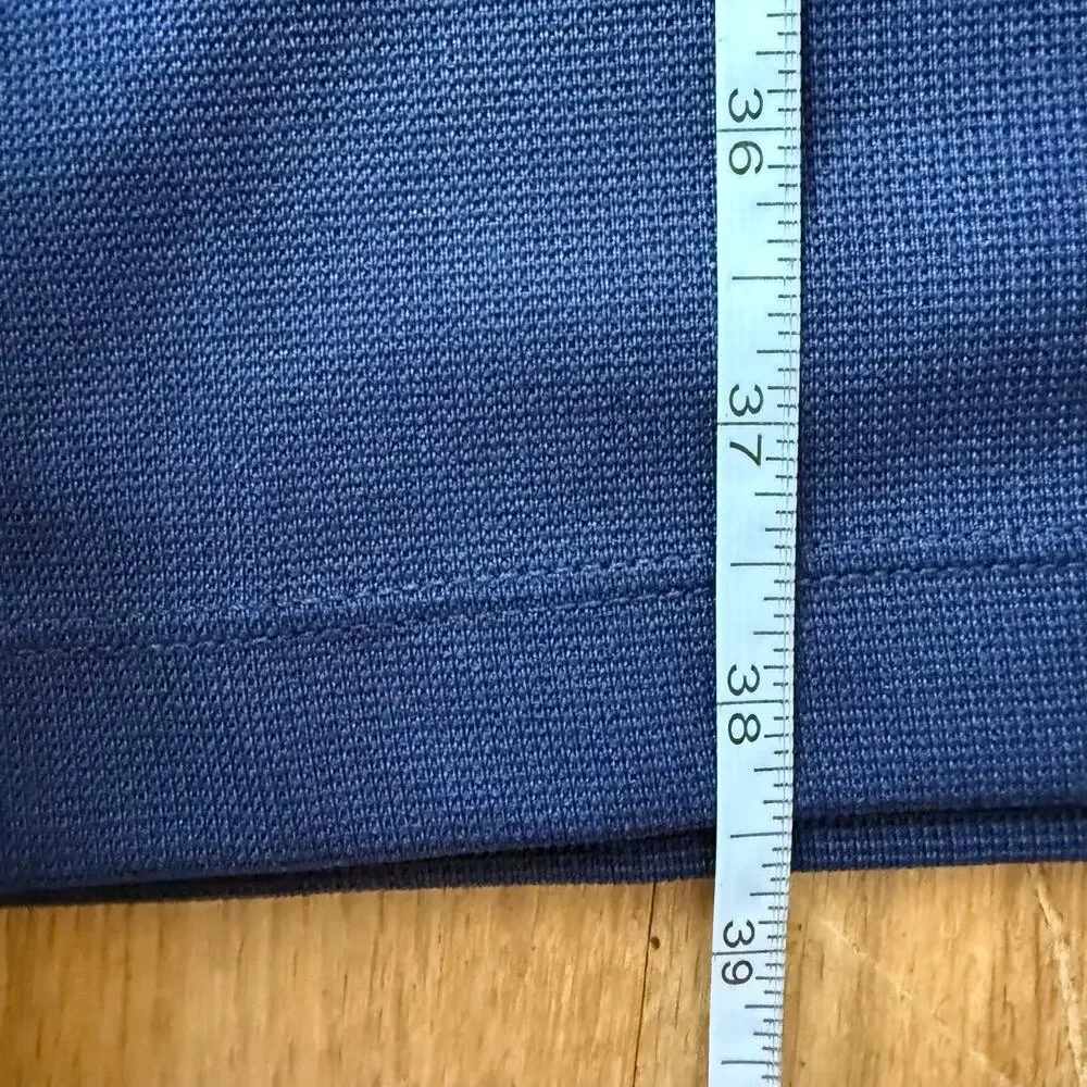 Halara Blue Pull On High Rise Pleated Wide Leg Stretch Knit Trouser Pants Sz LP - Picture 13 of 15